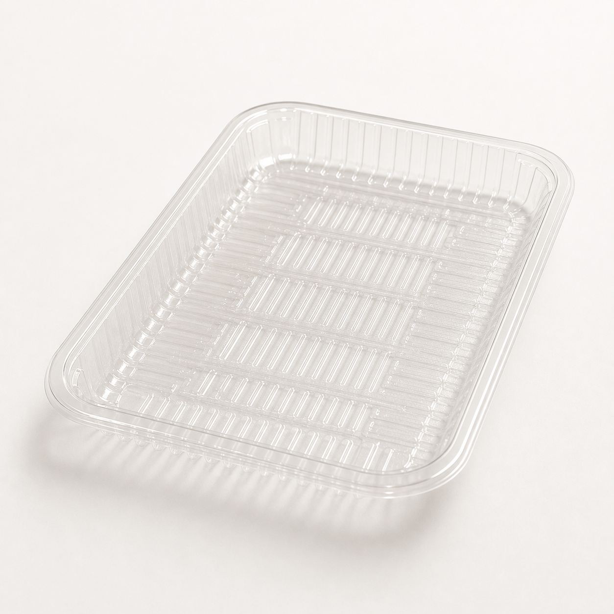 Clear plastic food container detail view